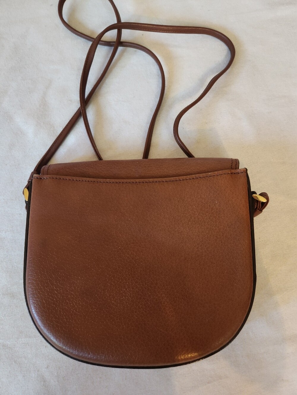 Burberry Brown Pebbled Leather Crossbody Saddle Bag Nova Check Lining - Picture 5 of 6